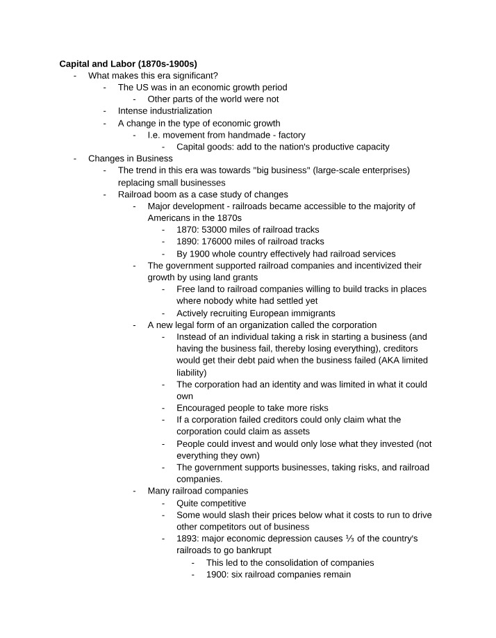 Notes on Capital and Labor