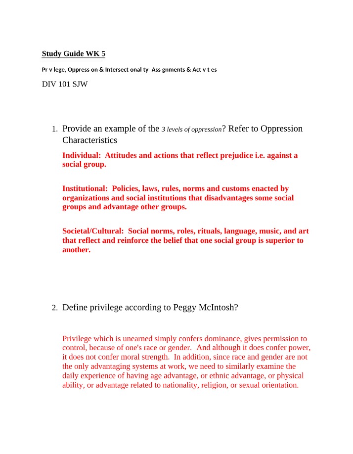Week 5 Study Guide