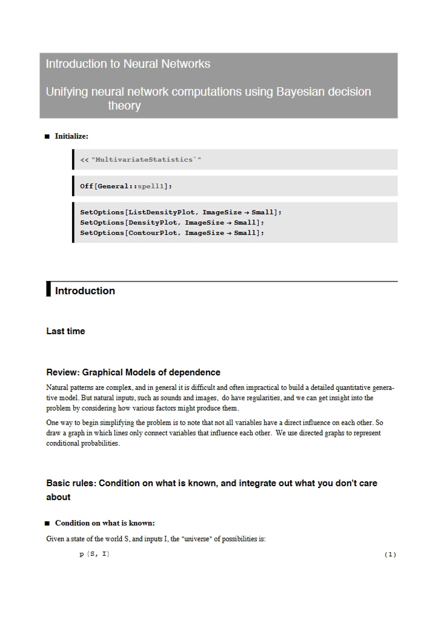 Bayesian Decision Theory for Unifying Neural Network Computations
