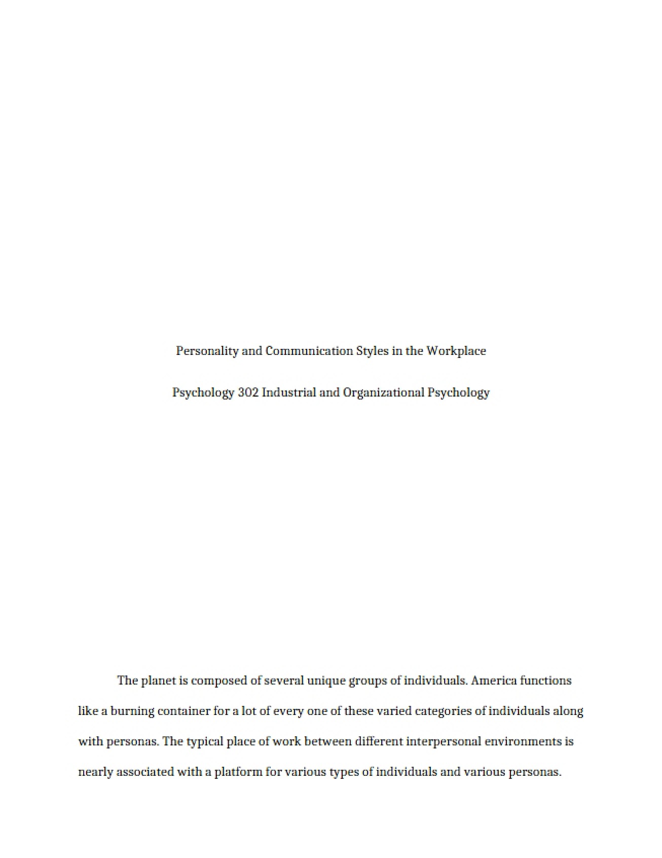 Workplace Communication Styles and Personality