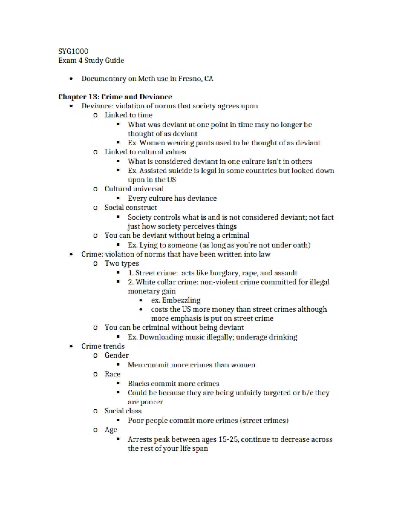 Deviance and Crime (Ch 13)