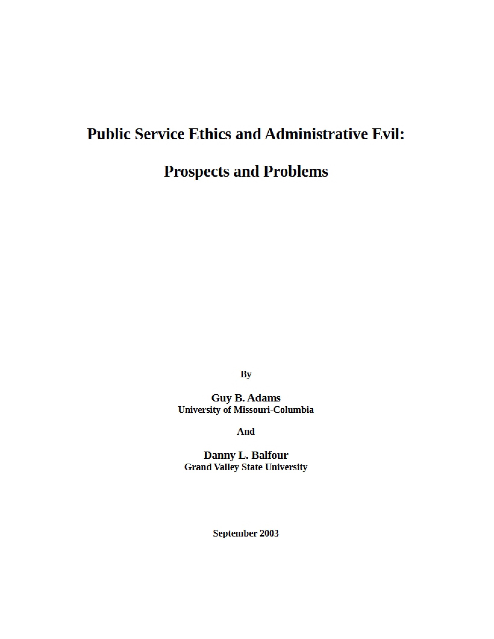 Problems and Prospects