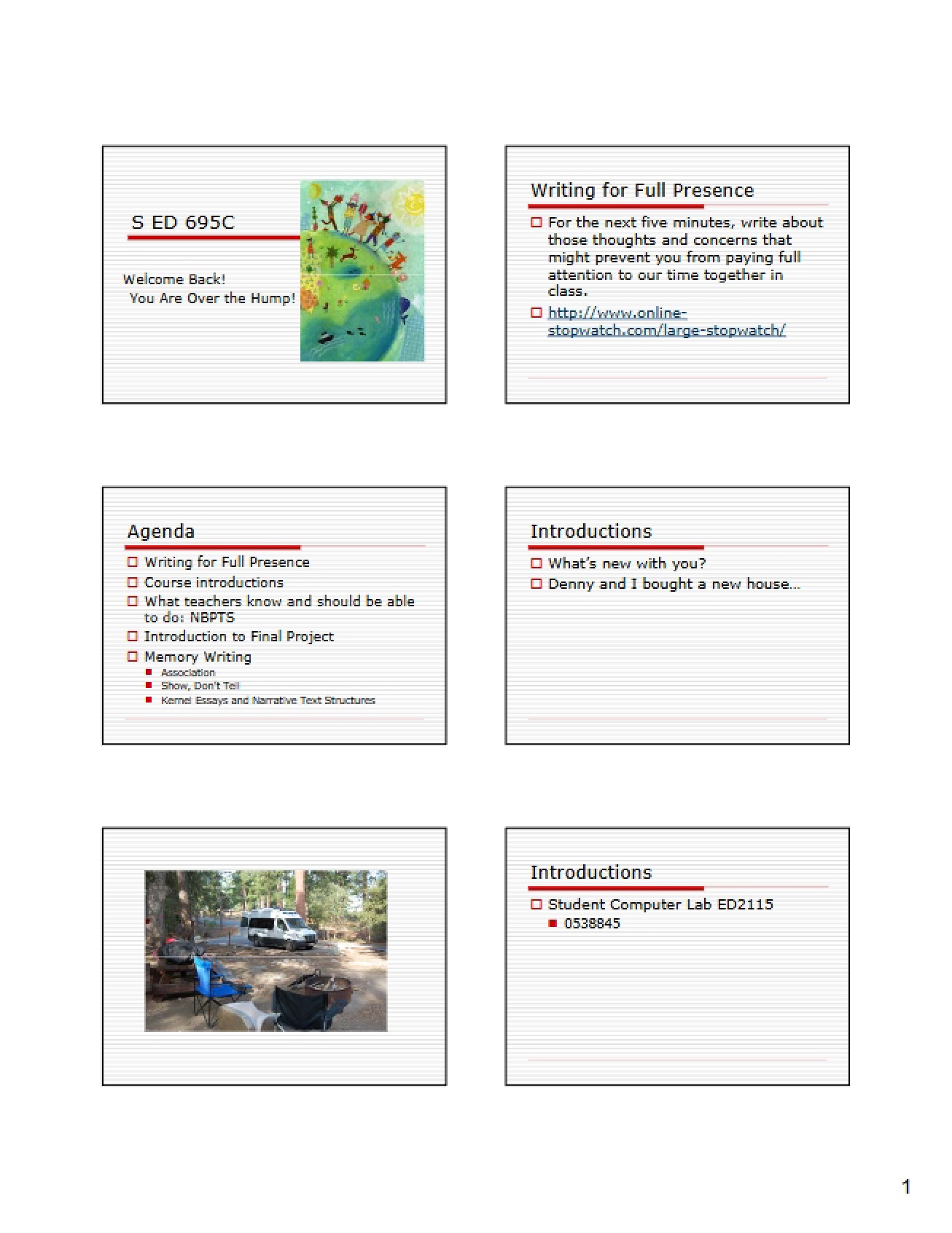 First Week Materials