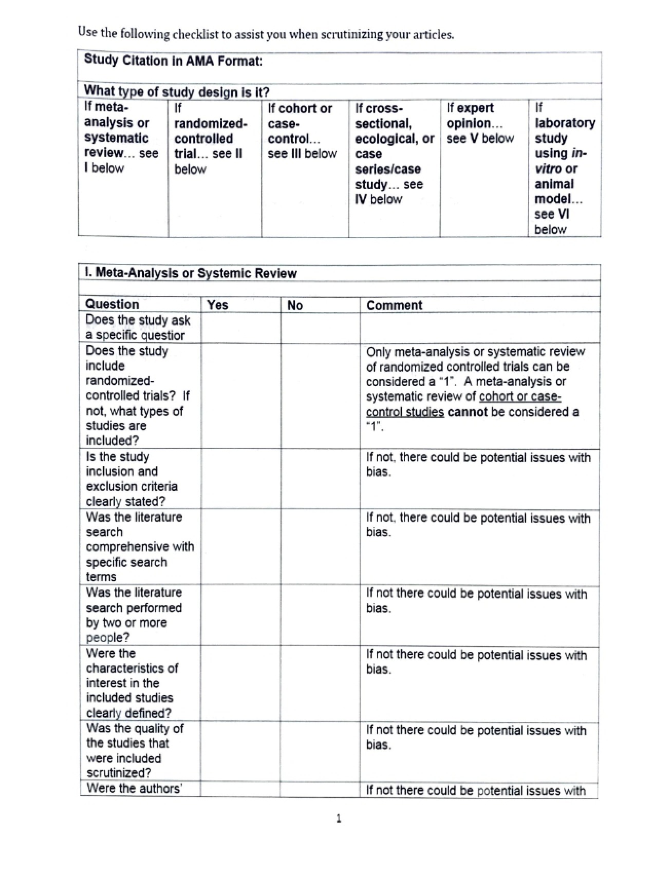 Grading of Study (Part 1)