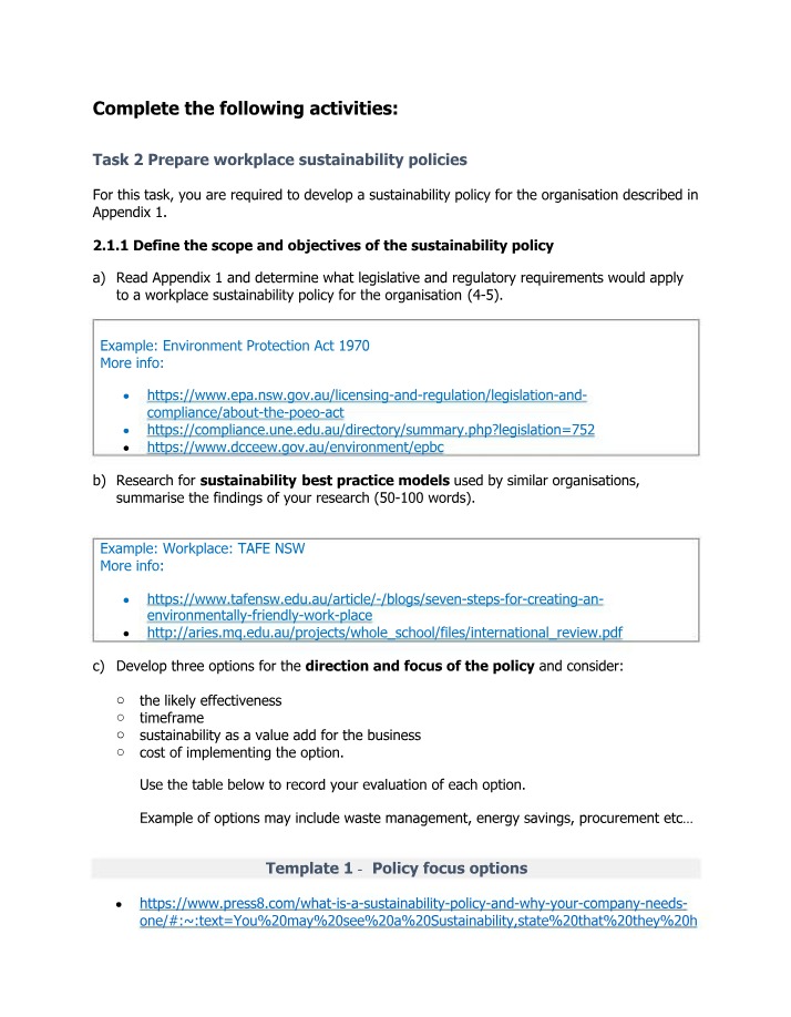 Workplace Sustainability Policies Crafting