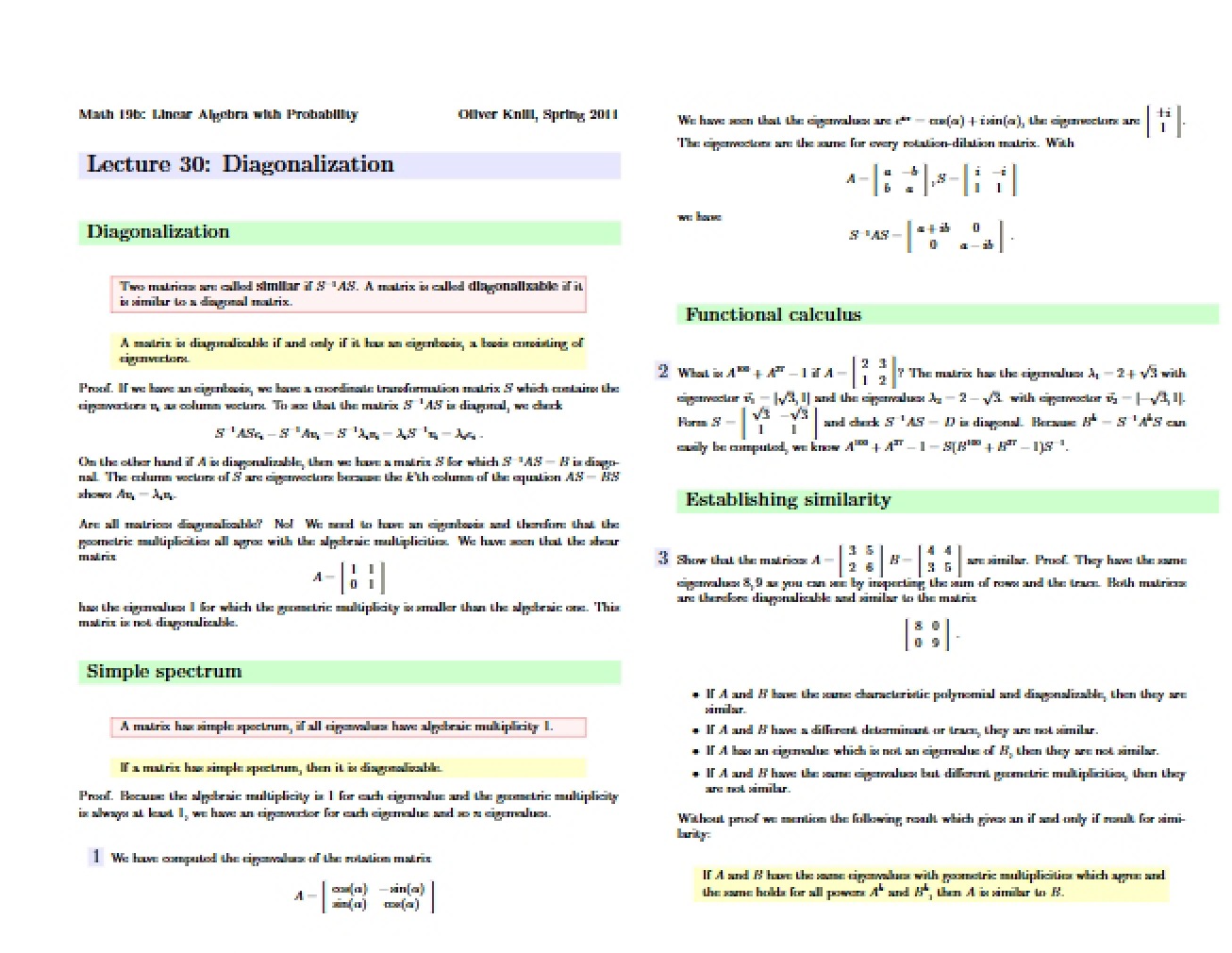 Life Sciences Math Lecture 30