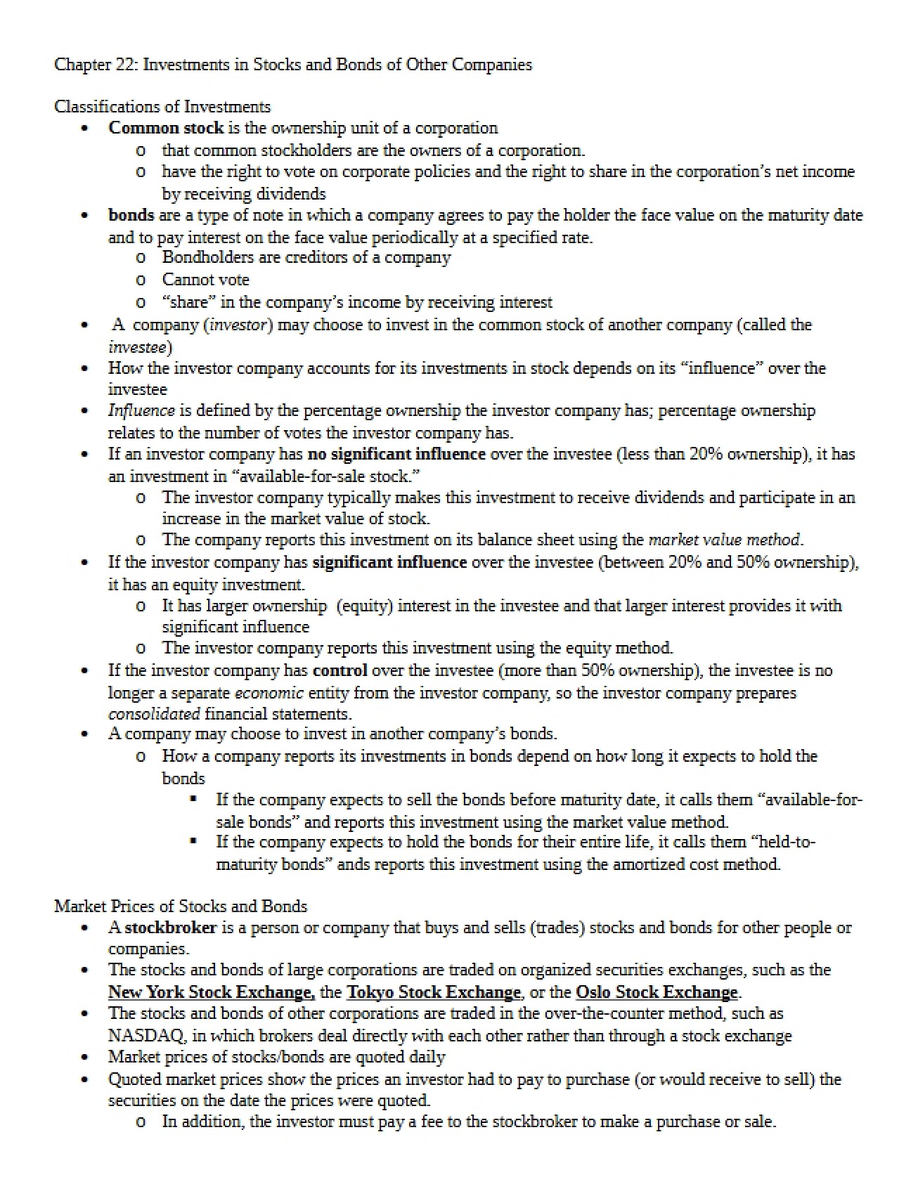 Outlines for Chapter 22