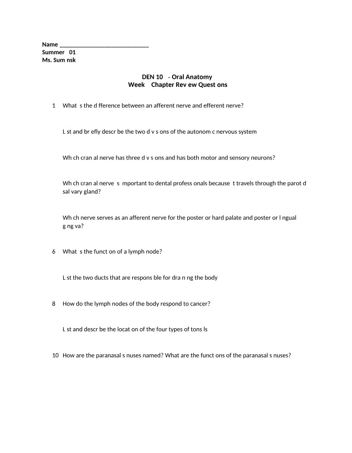 BIO116 - Week 7 Chapter Review Questions