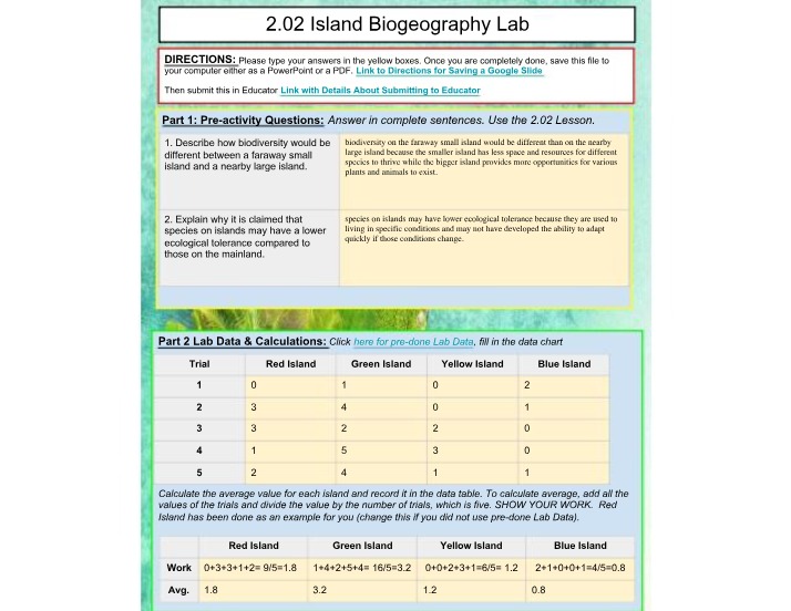 Island Biogeography Lab - Exploring Biodiversity