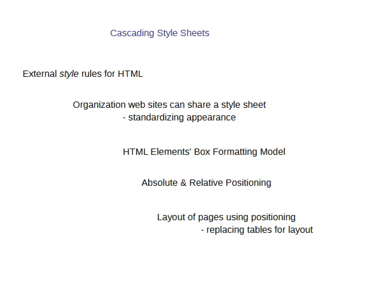 HTML External Style Rules