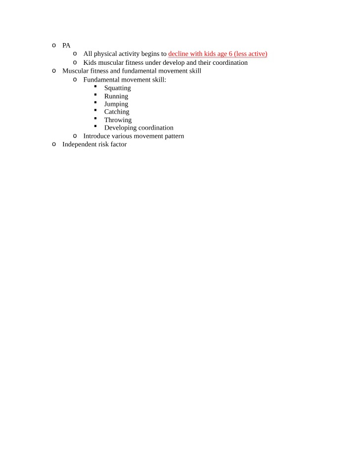 Muscular Fitness and Coordination in Children