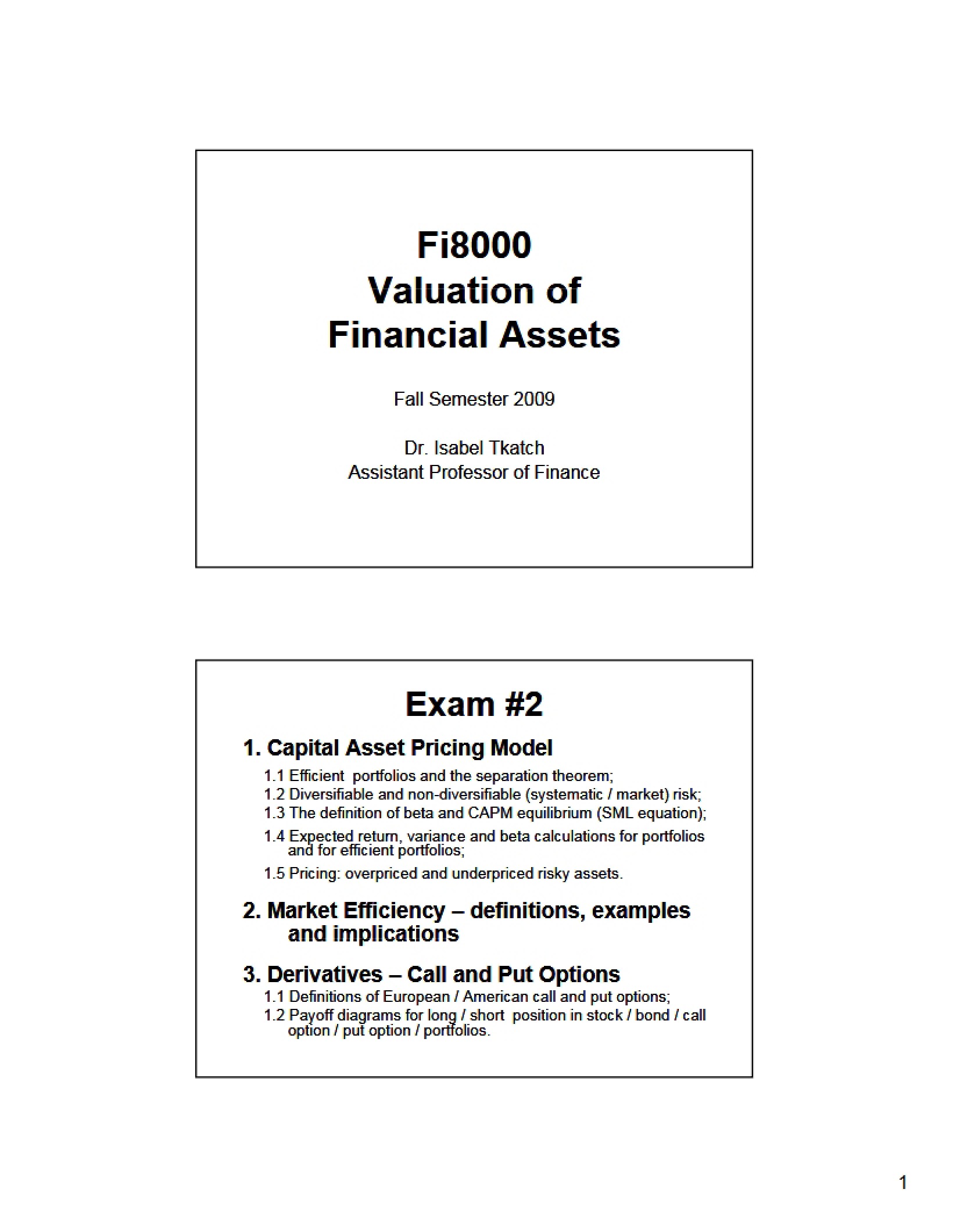 Exam Number Two - Asset Valuation