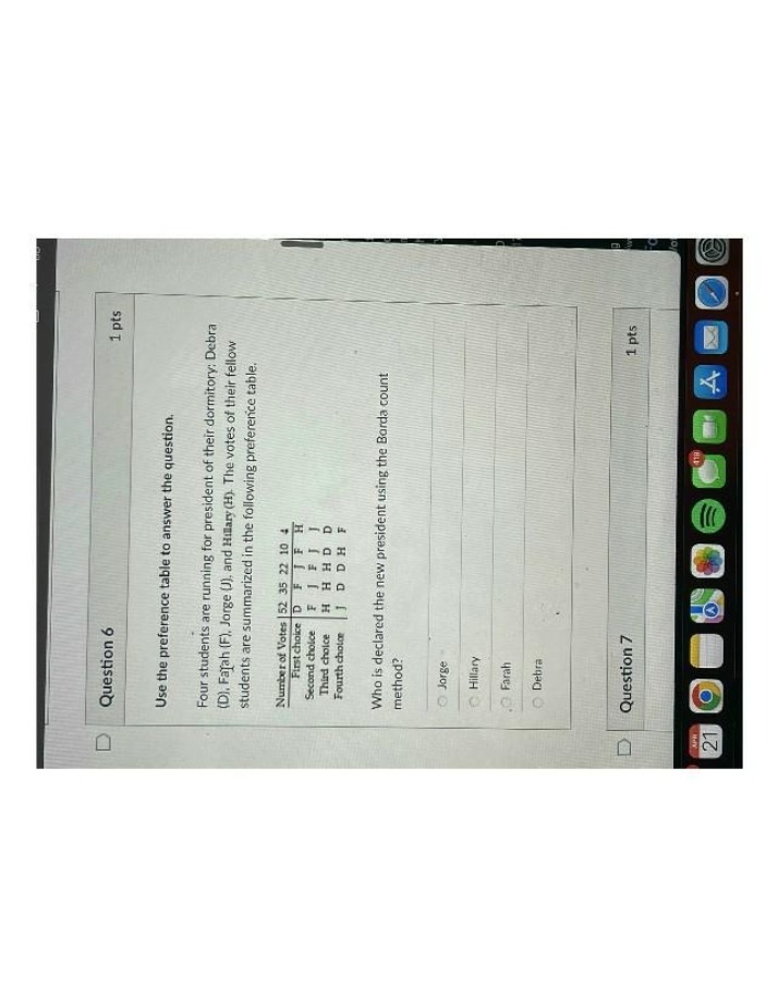 Borda Count Method for Presidential Election Questions