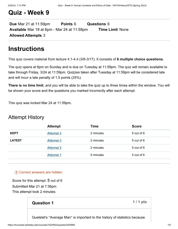 Week 9 Quiz - Human Contexts and Ethics of Data