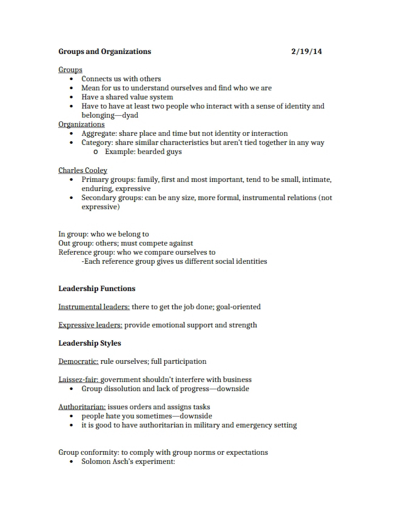 Dynamics of Organizations and Groups