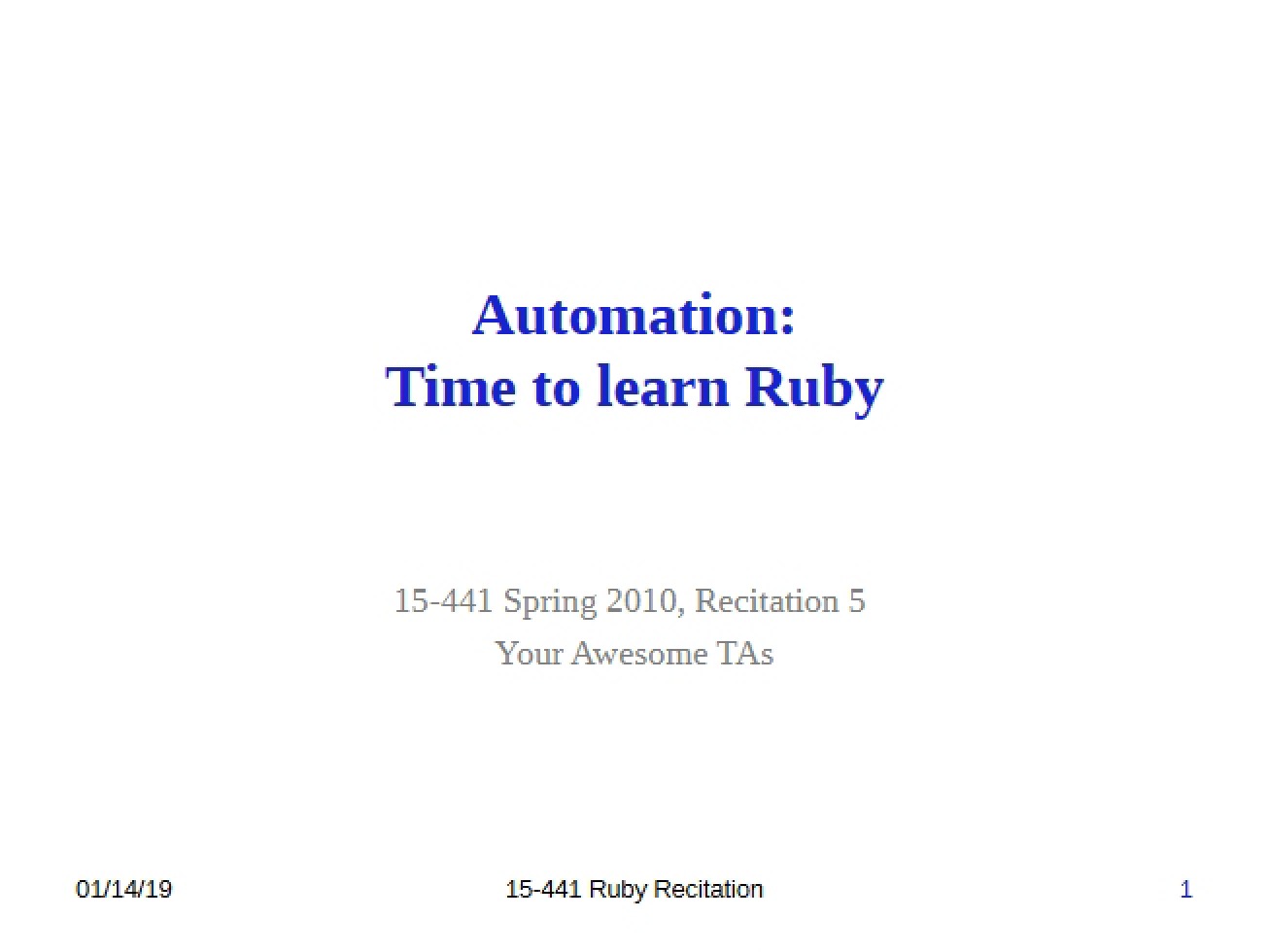Ruby Recitation 05