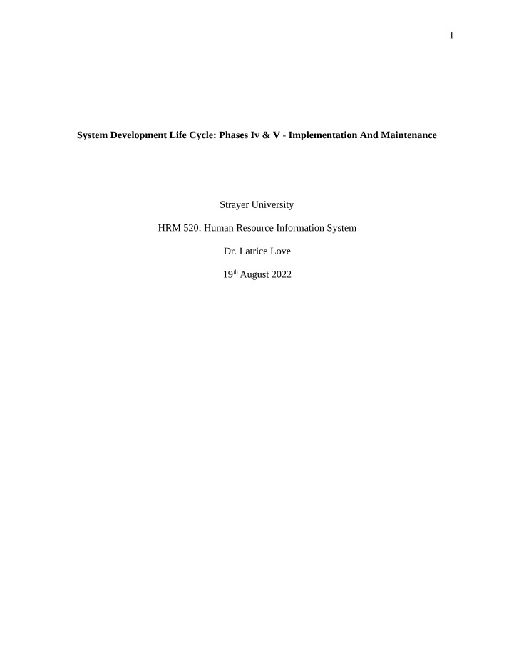 Change Models for HRIS Implementation and Maintenance