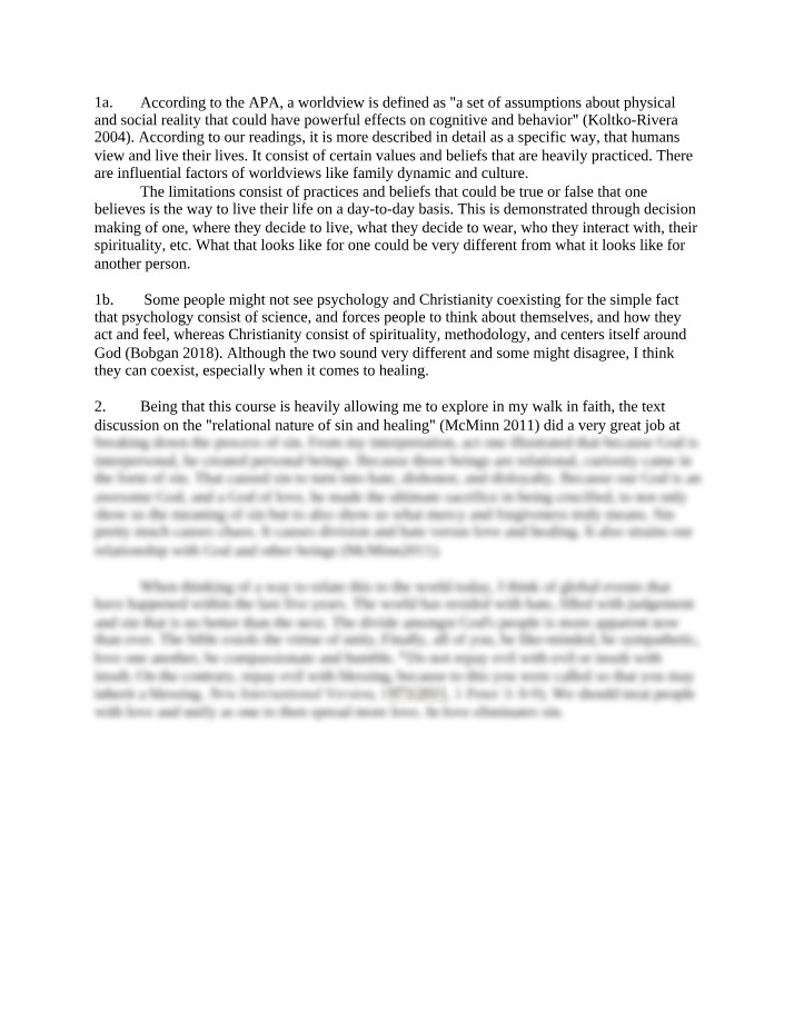 Worldviews and Their Influence on Behavior