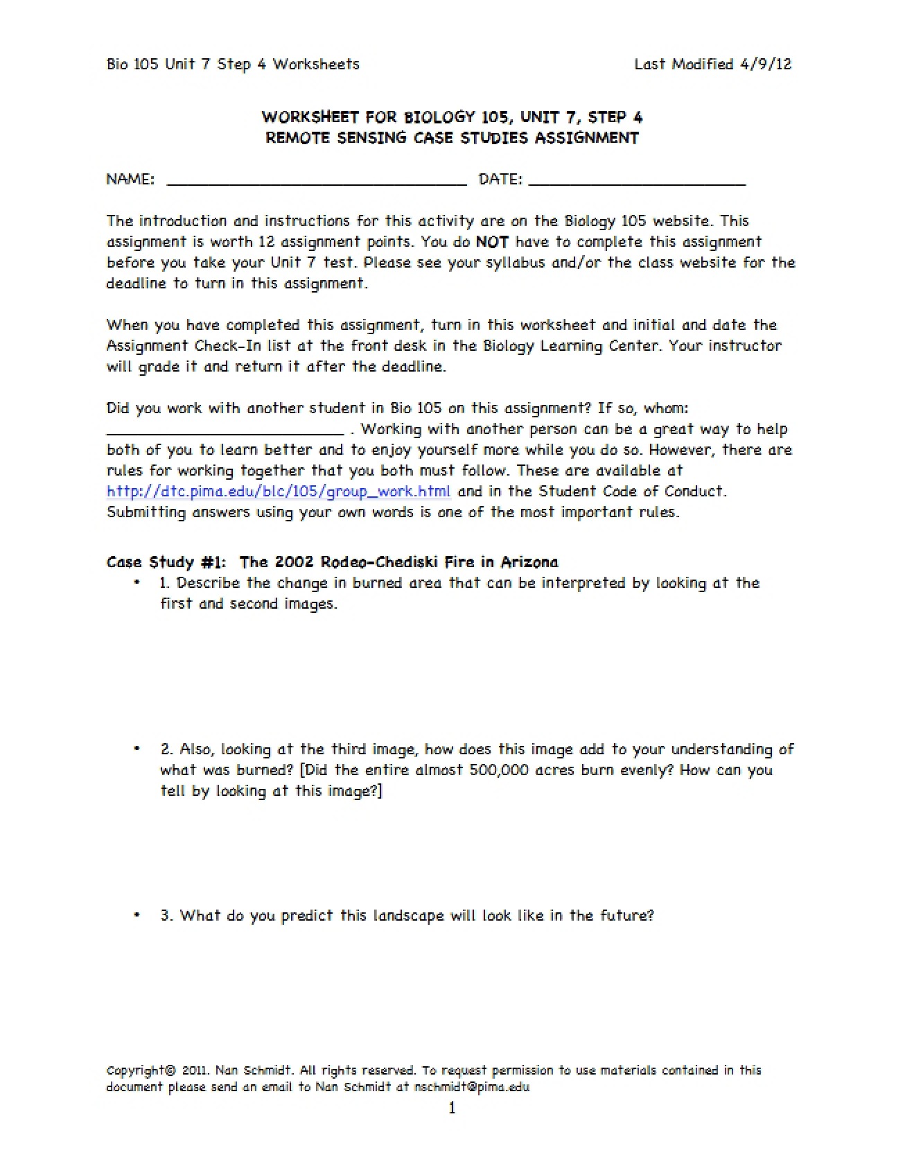 Worksheet for Unit 7, Step 4