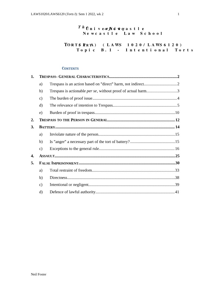 General Characteristics of Trespass