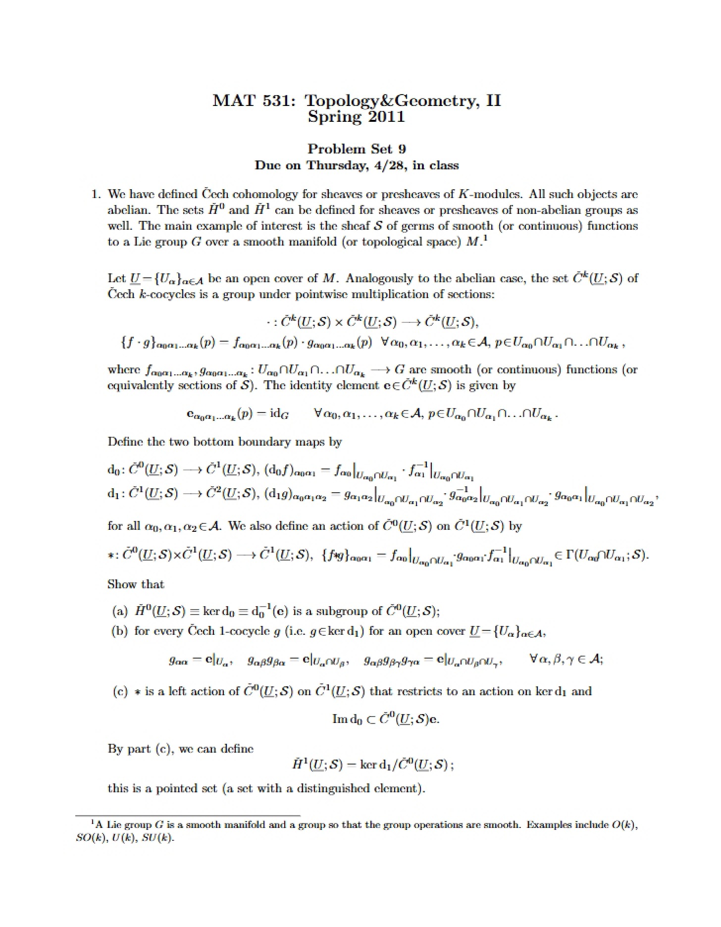 Ninth Problem Set