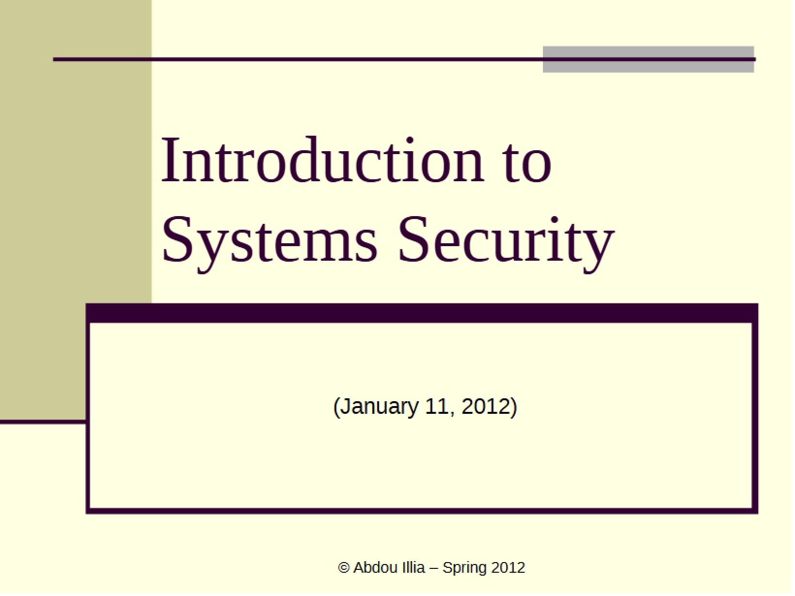 Systems Security Class 2 Notes