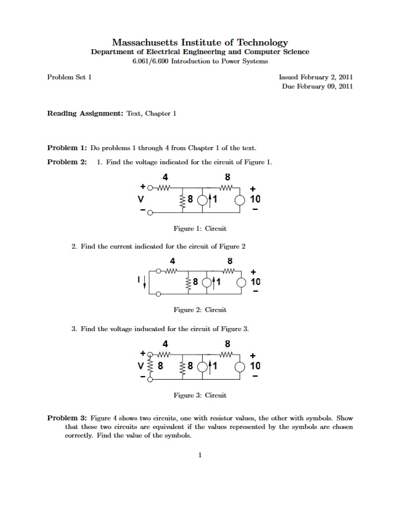 First Set of Problems