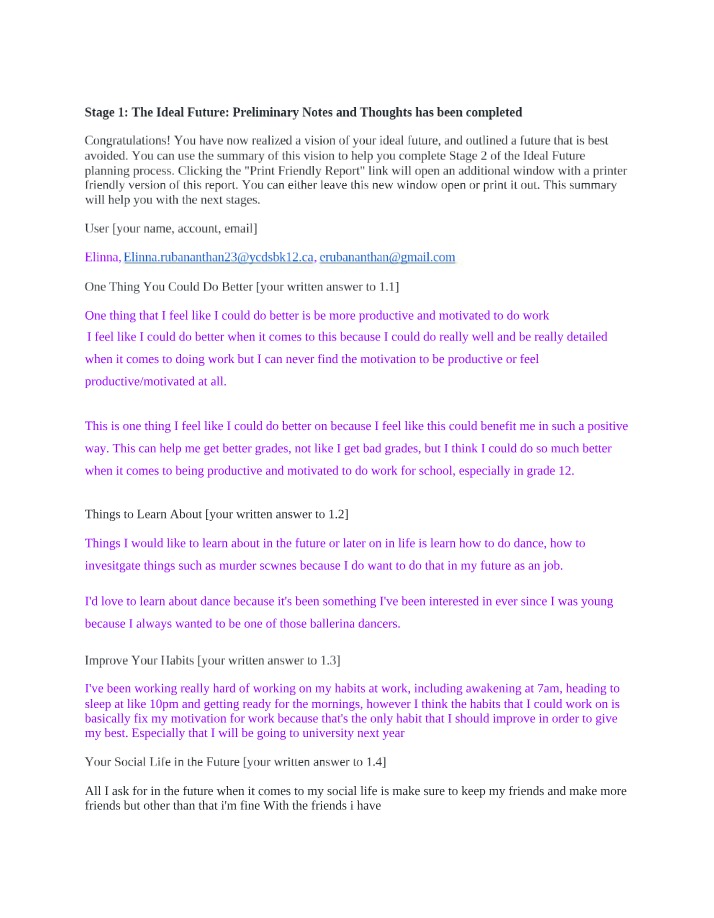 Ideal Future - Planning Notes and Thoughts