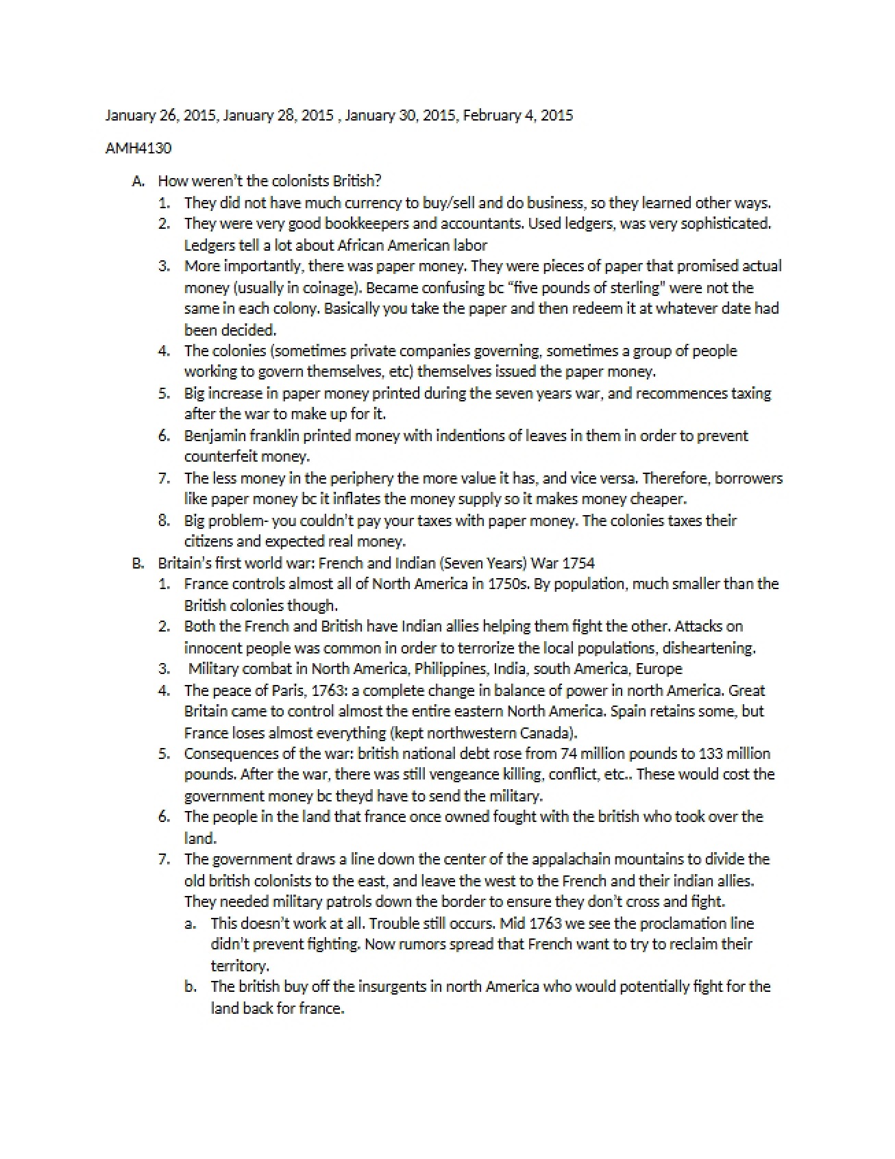 Notes on American History
