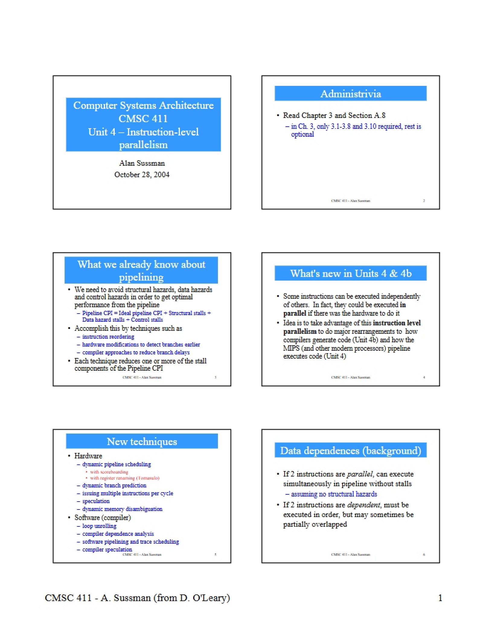 Architectural Principles of Instruction Parallelism