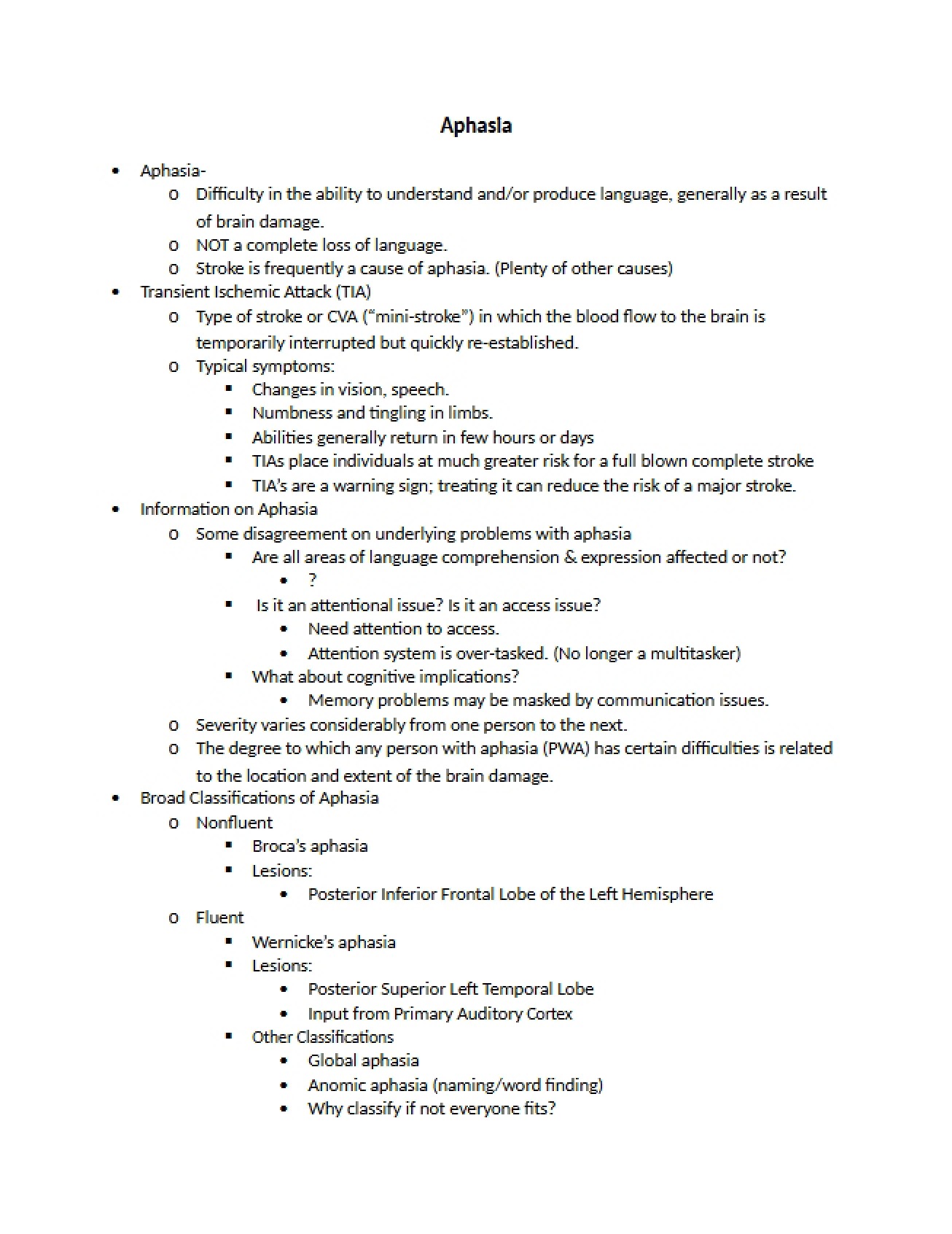 First Exam Neurogenic Disorders