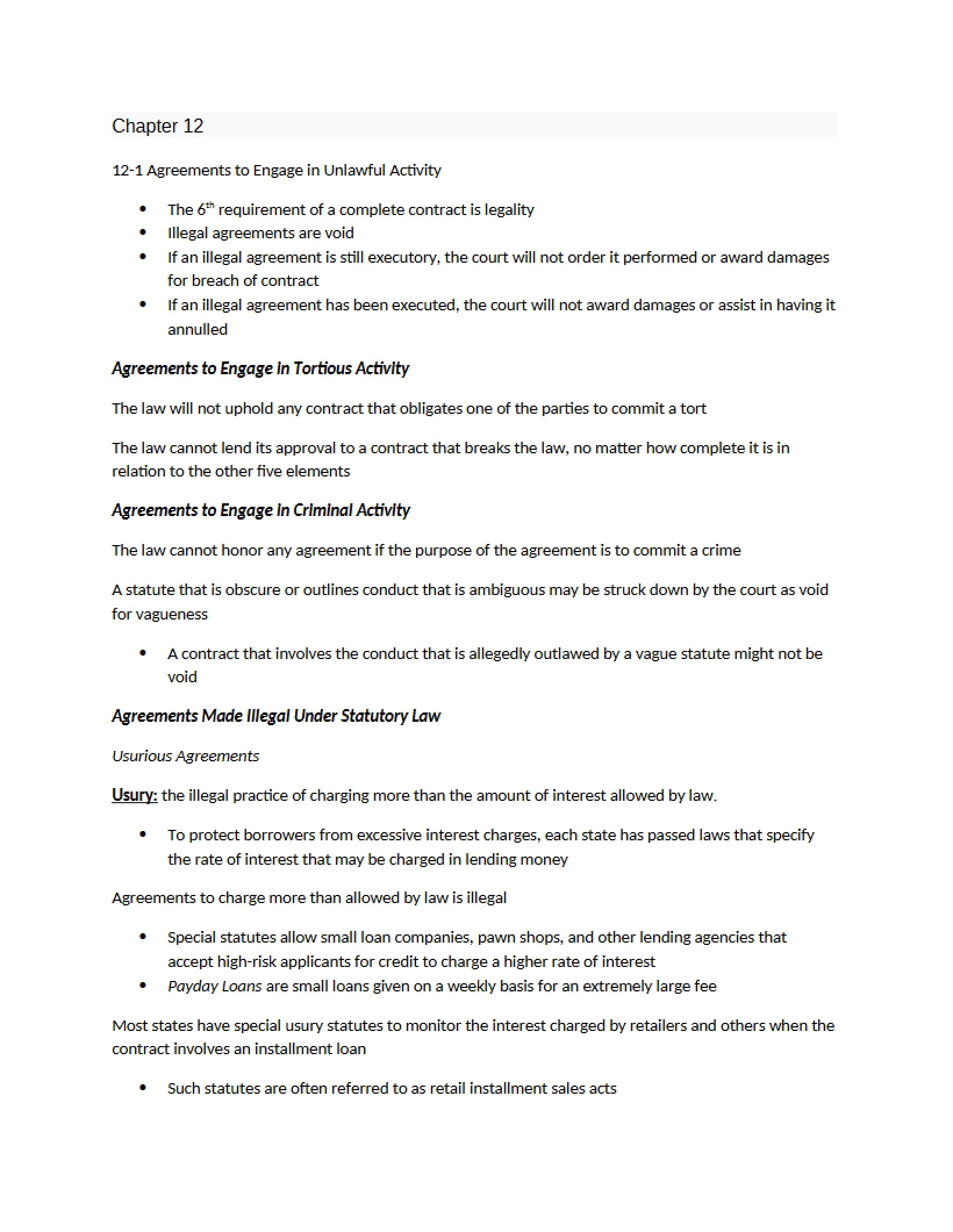 Business Law I - Chapter 12