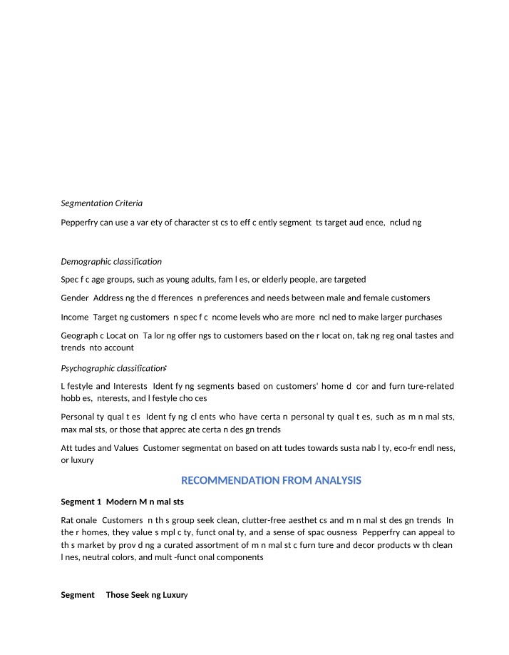 Target Audience Segmentation Criteria for Pepperfry