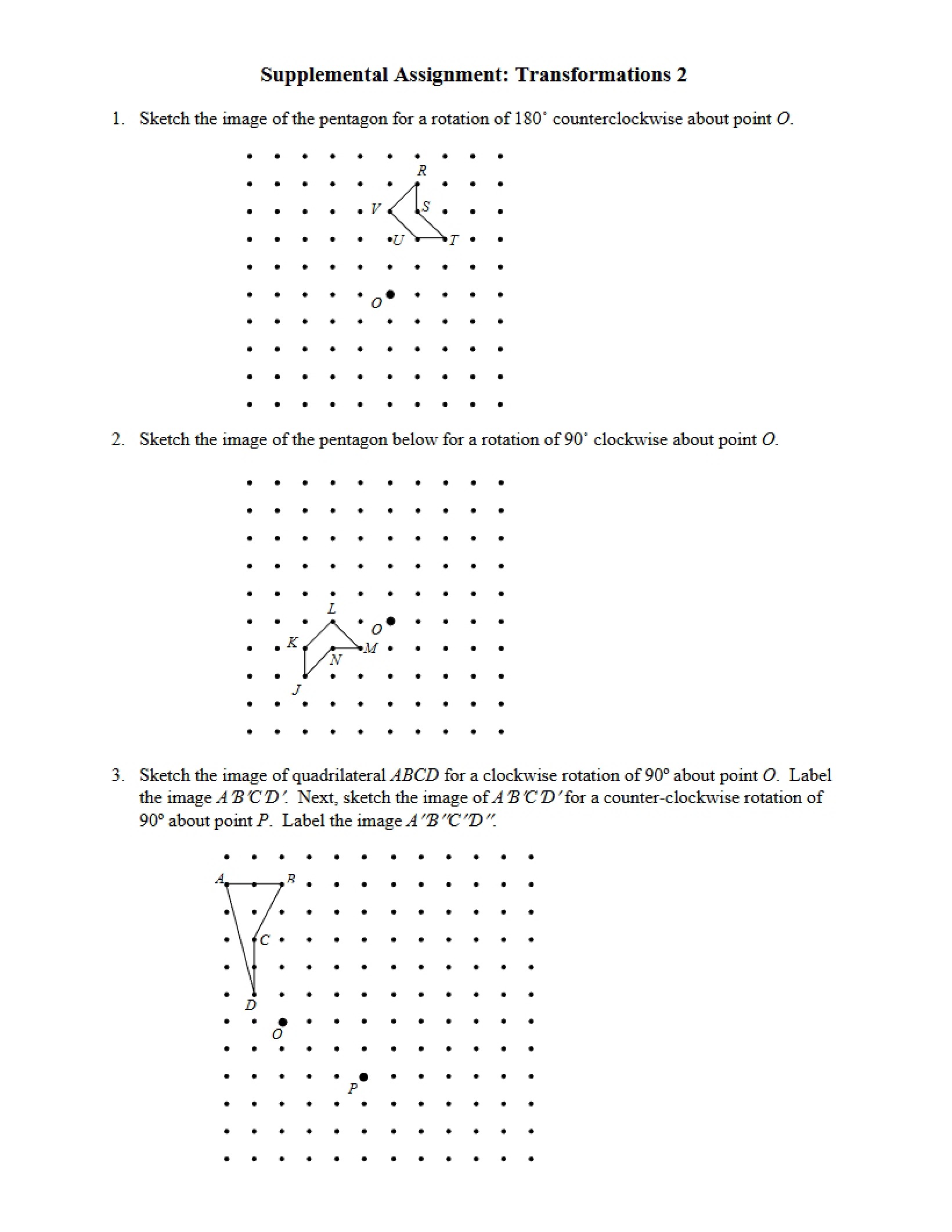 Transformations 2 Supplemental Assignment