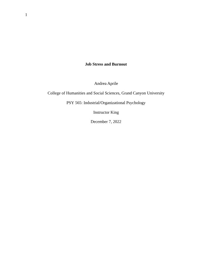 Job Stress and Burnout - A Case Study