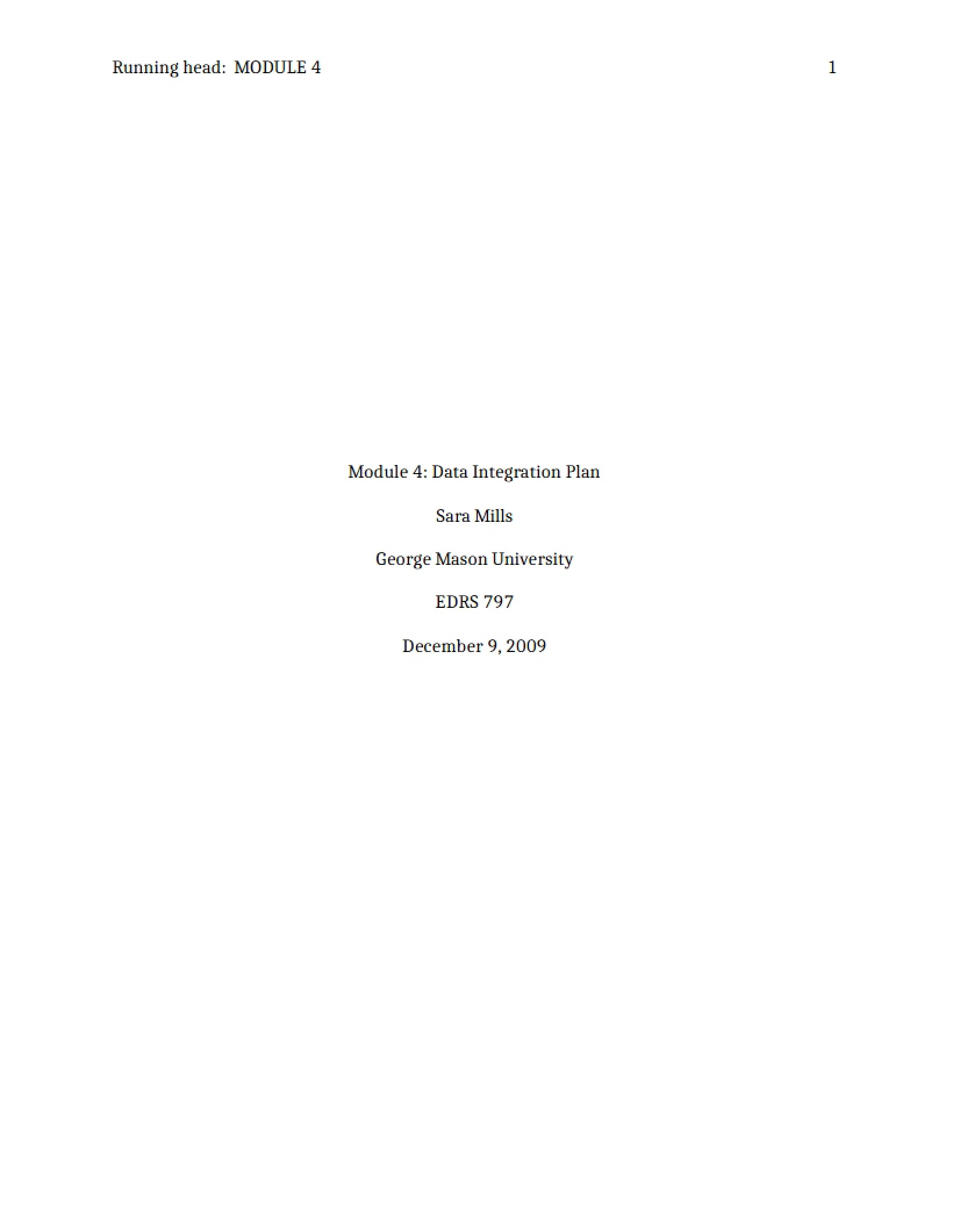 Data Integration Plan Module Four
