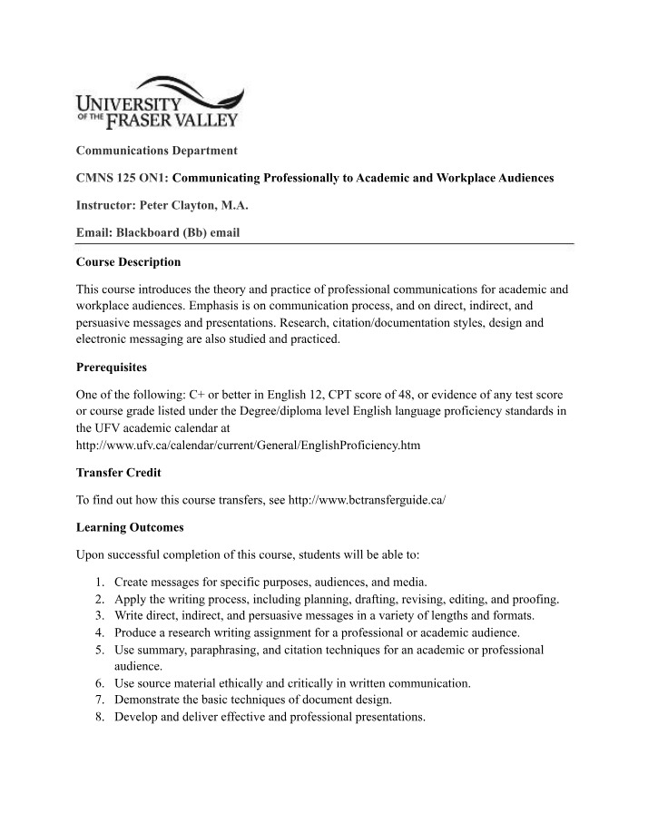 Professional Communication - Academic and Workplace