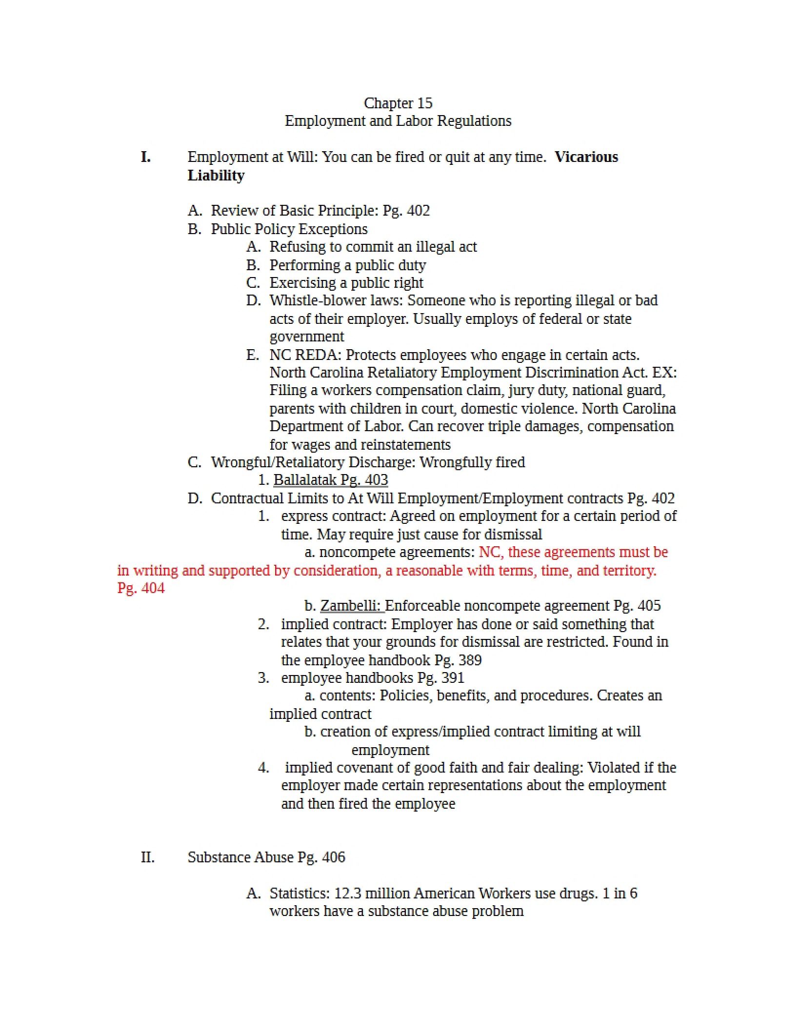 Outline of Chapter 15