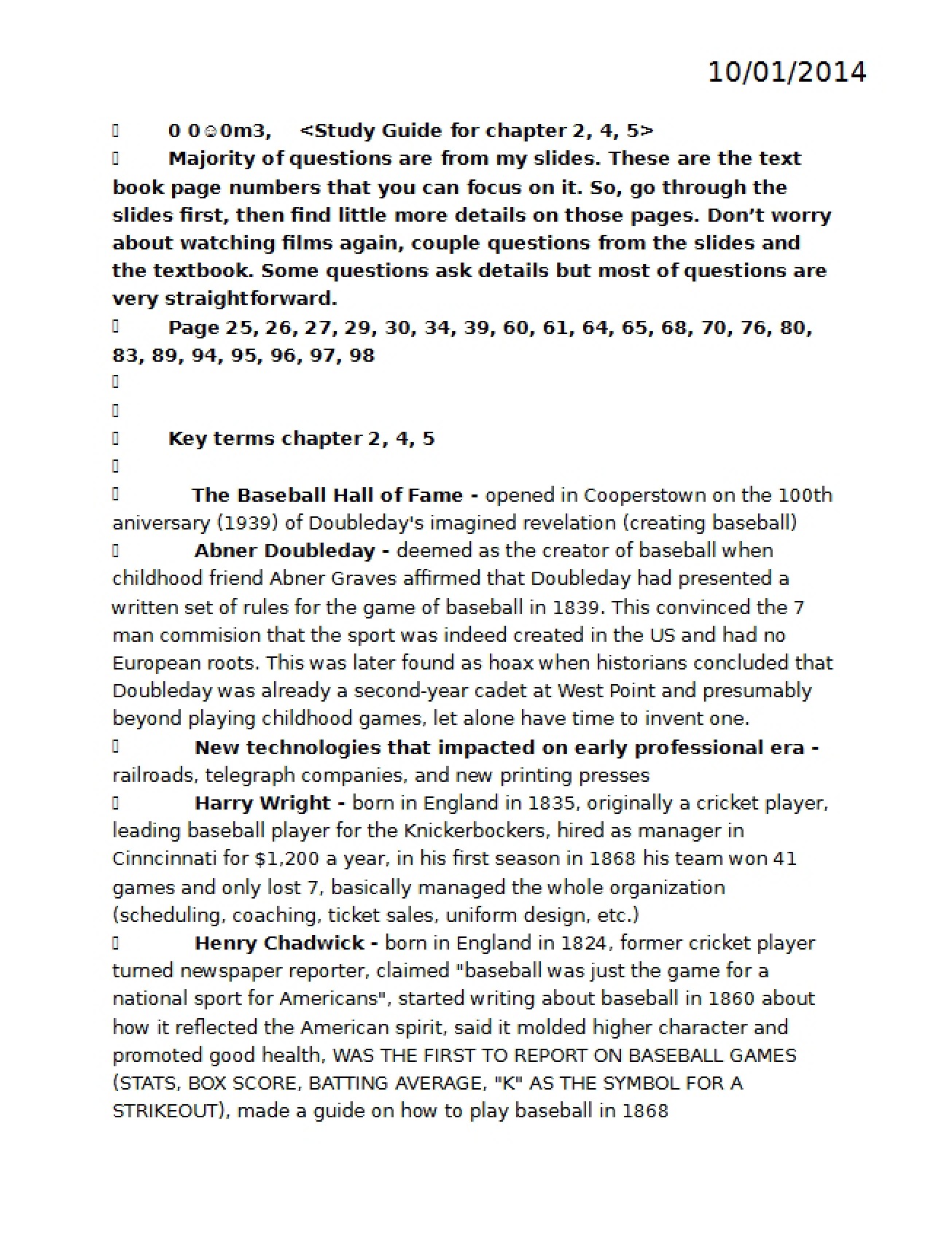Study Guide for Course Assessments
