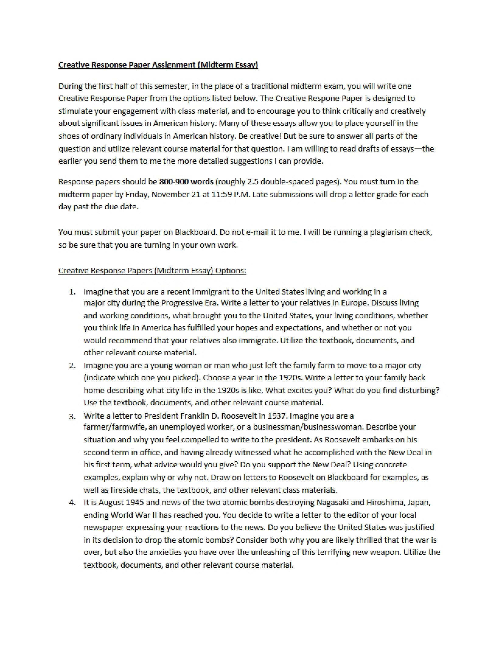 Creative Response Assignment