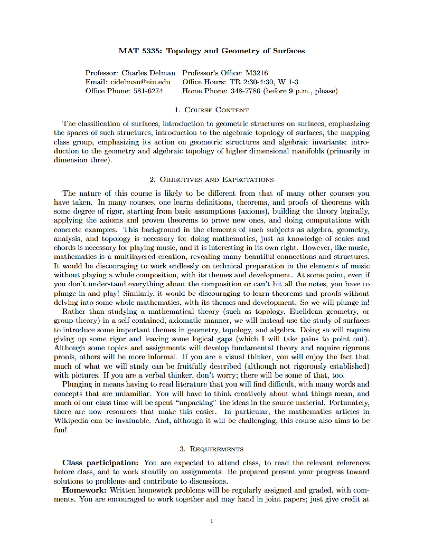 Syllabus for Cryptography Course