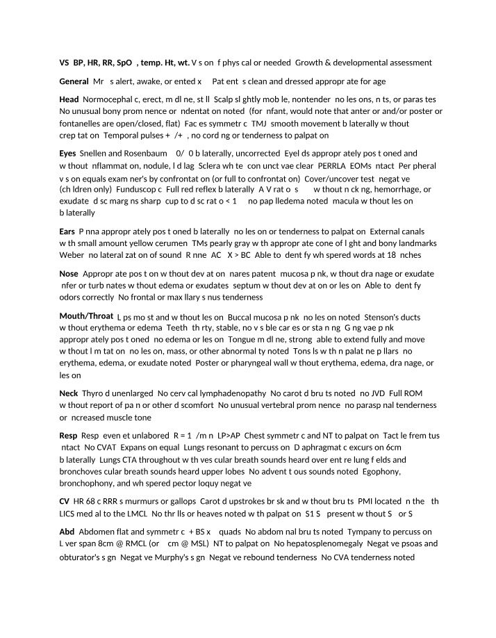 Physical Assessment Examination - Head to Toe