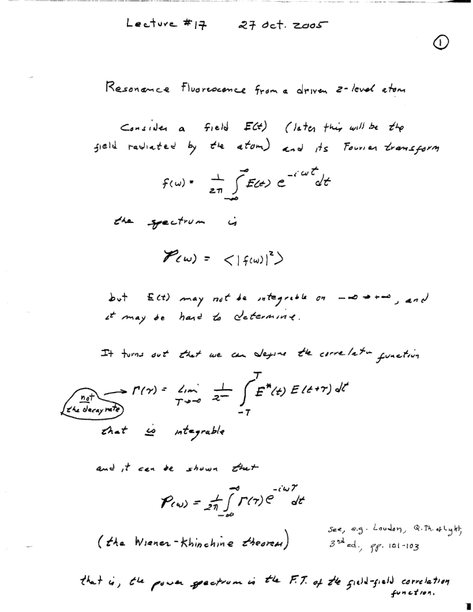 Lecture Seventeen