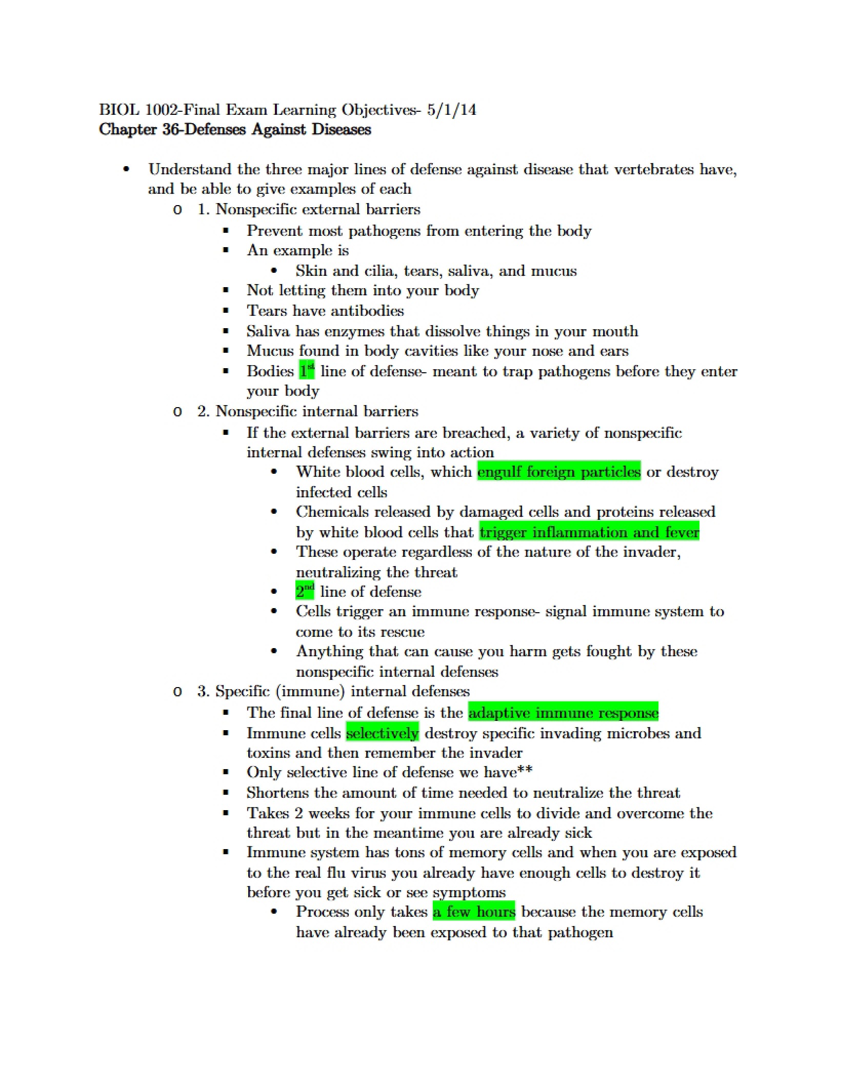 Disease Defense Mechanisms