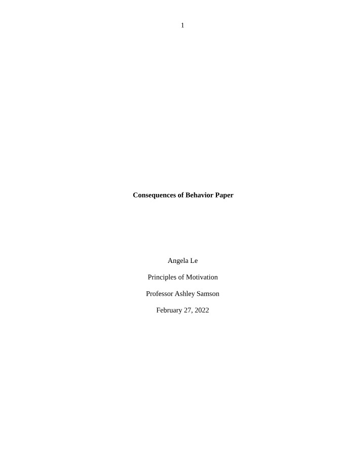 Paper on the Consequences of Behavior