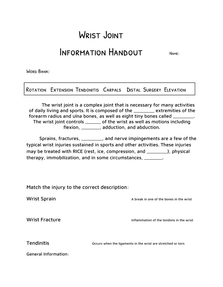 Wrist Joint Handout
