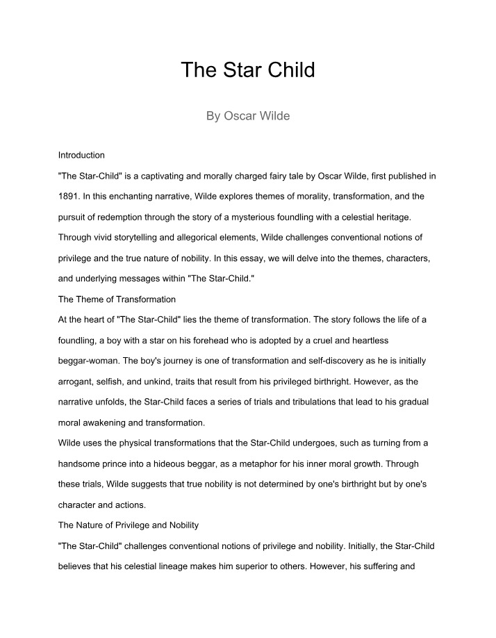The Star-Child - A Tale of Transformation