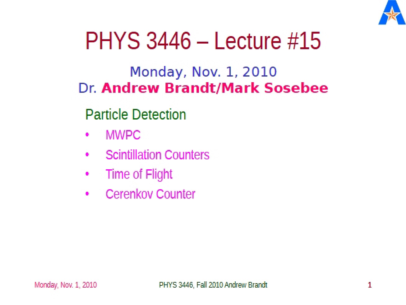 Notes from Lecture (2)