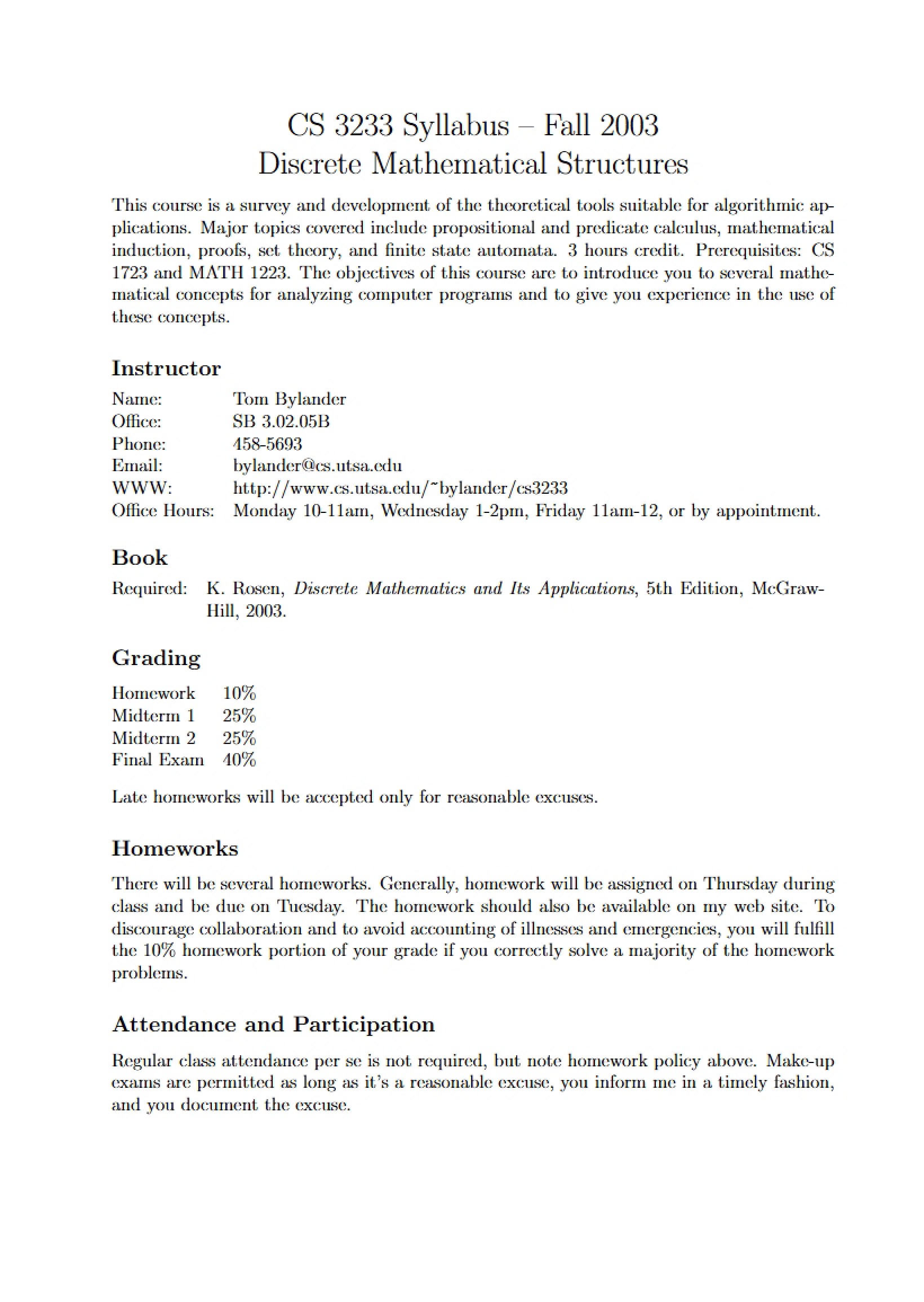 Discrete Mathematical Structures Syllabus