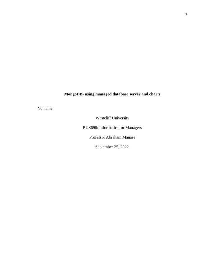 Data Visualization and MongoDB Managed Service Database Creation